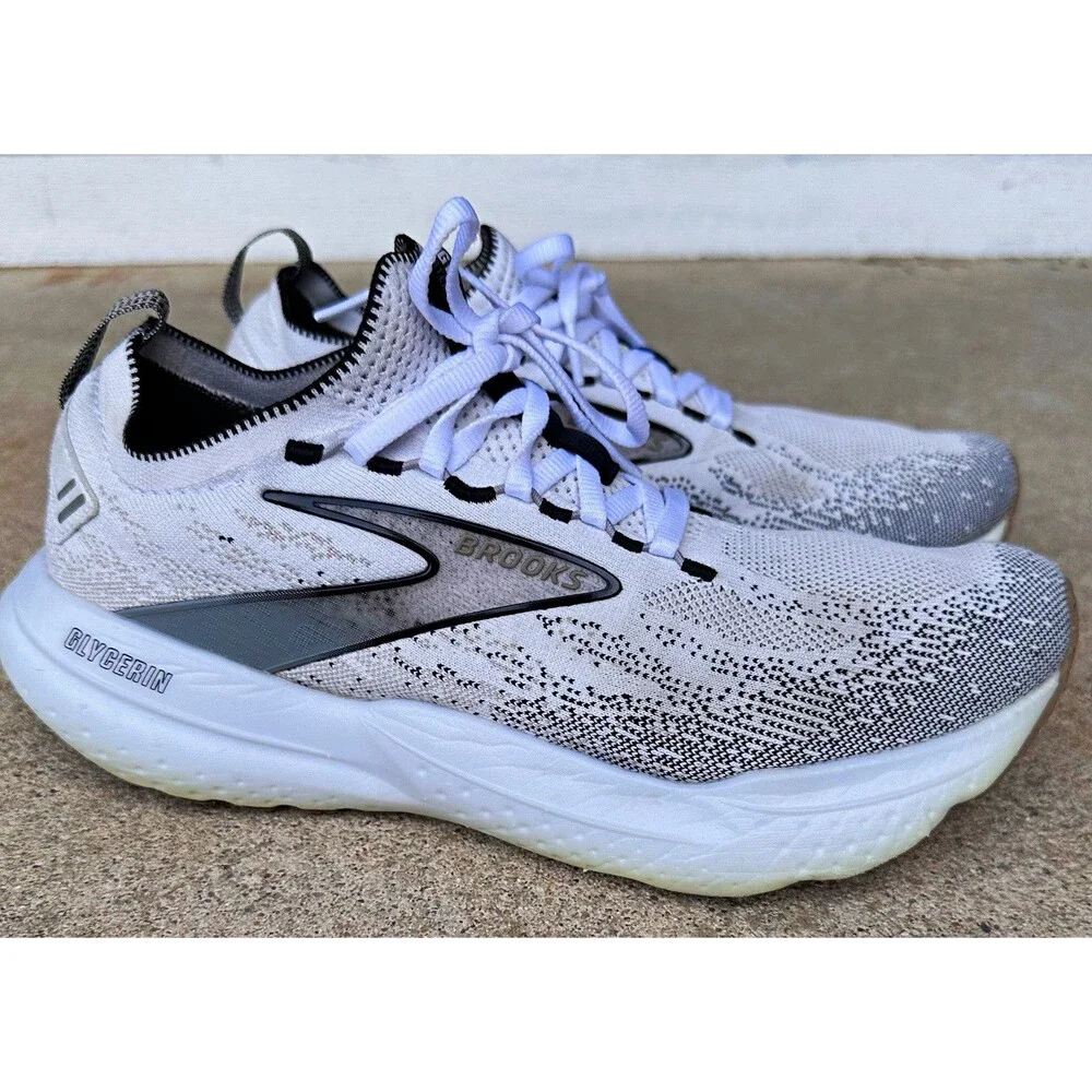 Brooks Glycerin 21 StealthFit Women’s Running Shoes US 10 Medium, White/Gray